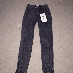 Cute acid washed moto jeans.